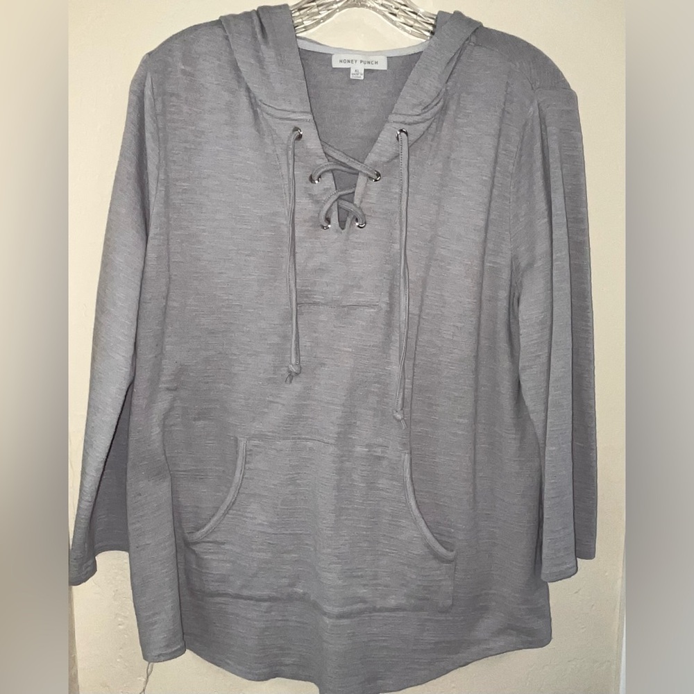 Honey Punch Light Gray Cowl Neck Sweater